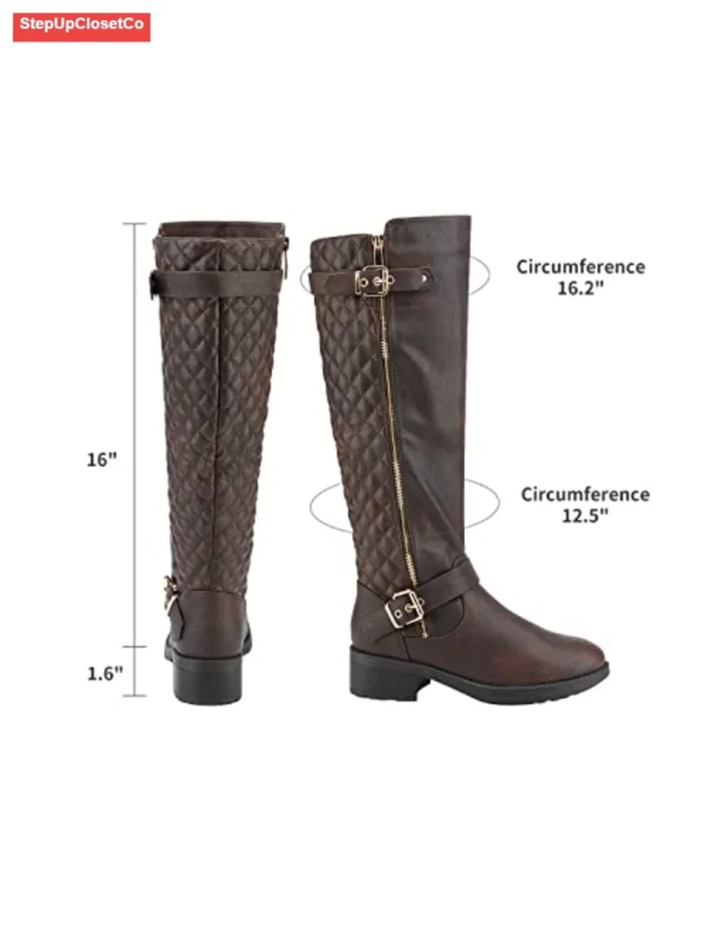 Women's Knee High Riding Boots Faux Leather Faux Fur Lining Side Zipper